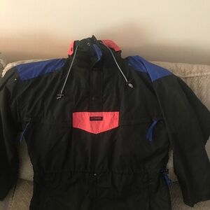 Vintage columbia pullover jacket black blue & pink